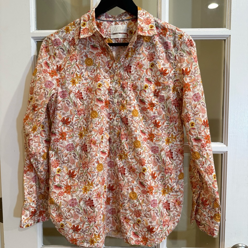 J. Crew Classic Fit Organic Cotton Popover Shirt Liberty Garden of Life Size 4 - Picture 3 of 8